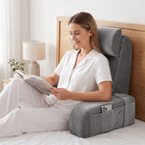 Giselle Reading Pillow For Bed With Non-Sag Solid Memory Foam, Back Pillow For Bed Sitting Up Gaming, Adjustable Neck Roll Detachable Arms And 210gsm Velvet Washable Cover