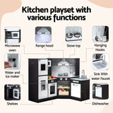 Keezi Kids Wooden Kitchen Playset 29pc Food Set Black White