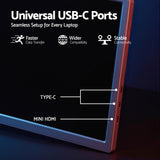Devanti Portable Monitor Laptop Screen Extender Dual Display 1080P IPS USB C
