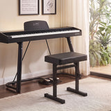 Alpha Piano Bench Adjustable Seat Heavy Duty H-Shape Piano Stool Black