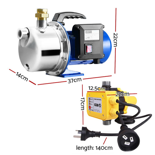 Giantz Garden Water Pump Jet High Pressure Controller Stage Irrigation Max. 4600L/H