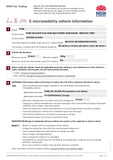 E-mobility vehicle information sheet from NSW Fair Trading with product details and safety instructions.