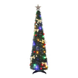 Jingle Jollys Pop Up Christmas Tree Pre Decorated Multicolour LED 155cm