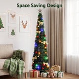 Jingle Jollys Pop Up Christmas Tree Pre Decorated Multicolour LED 155cm