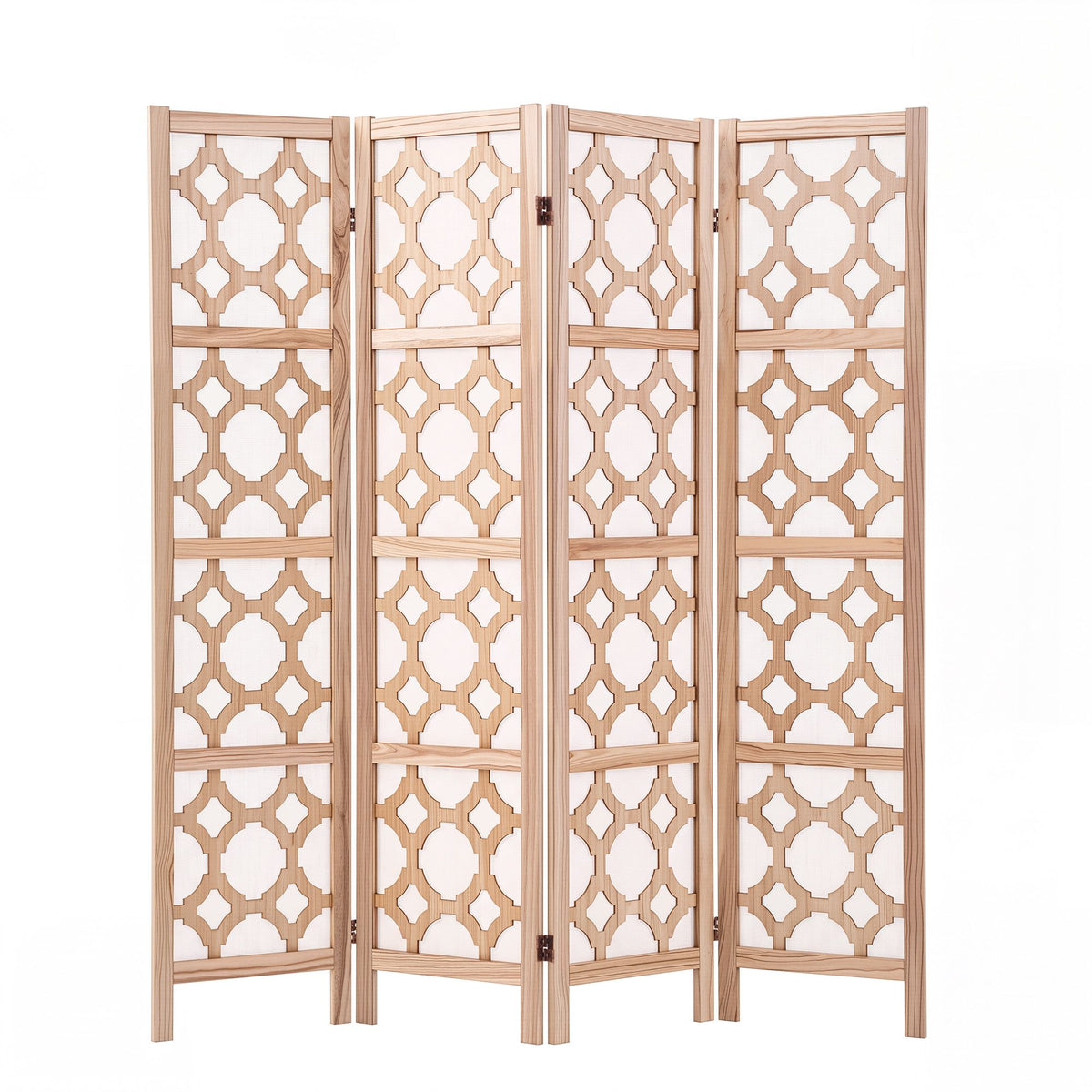 Artiss 4 Panel Room Divider Folding Privacy Screen Wooden Partition Geometric Freestanding Separator Natural 170cm