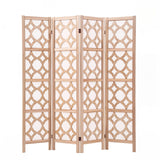 Artiss 4 Panel Room Divider Folding Privacy Screen Wooden Partition Geometric Freestanding Separator Natural 170cm