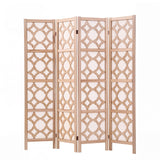 Artiss 4 Panel Room Divider Folding Privacy Screen Wooden Partition Geometric Freestanding Separator Natural 170cm