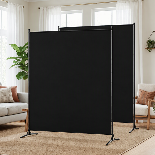 Artiss Room Divider Set of 2 Privacy Screen Fabric Room Separator Partition 175x180cm Black