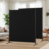 Artiss Room Divider Set of 2 Privacy Screen Fabric Room Separator Partition 175x180cm Black