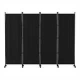 Artiss 4 Panel Room Divider Screen 217cm Wheel Fabric Black