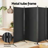 Artiss 4 Panel Room Divider Set of 2 Folding Privacy Screen Fabric Room Separator Partition Black