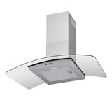 Devanti 90cm Range Hood Curved Glass Canopy Rangehood Kitchen Exhaust Fan