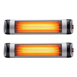 Devanti 2PCS Electric Radiant Strip Heater Indoor Outdoor Patio Remote Control 1500W