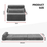 Artiss 3-in-1 Folding Sofa Bed Armless Lounger Chair with Side Pocket and Pillow