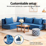 Artiss 4 Pack Folding Sofa Bed L-Shaped Modular Floor Sofas Foam Futons Couches