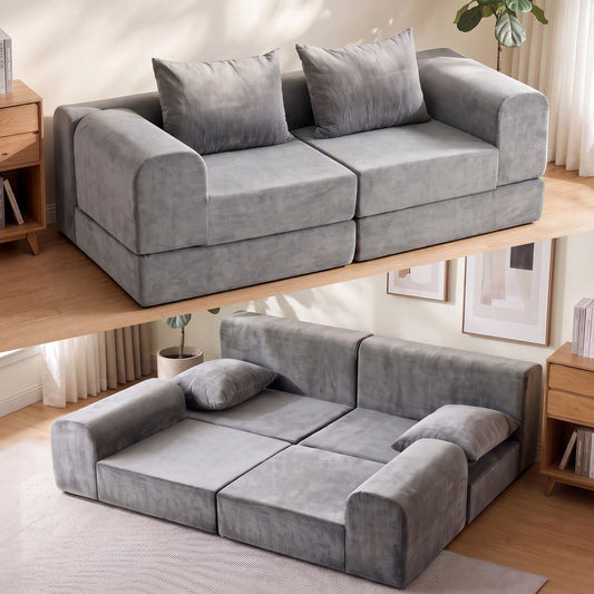 Artiss 5-in-1 Convertible Sofa Bed Floor Mattress Modular Boneless Curved Couch