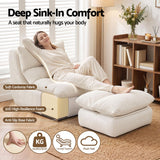 Artiss Lounge Chair Ottoman Single Sofa Couch Boneless Corduroy Chaise Footrest