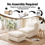 Artiss Lounge Chair Ottoman Single Sofa Couch Boneless Corduroy Chaise Footrest