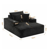 Artiss Sofa Bed Lounge Chair Sleeper Couch Chaise Single Seater Faux Fur Black