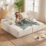 Artiss Double Chaise Lounge Sofa 2-Seater Modular Sofa Lounge Chair Couch Beige