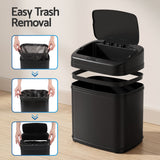 Devanti 15L Motion Sensor Bin Touchless Bins Soft-Close Rubbish Trash Can Black