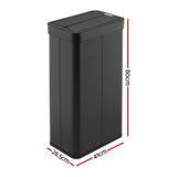 Devanti Rubbish Bin 70L Automatic Sensor Kitchen Bin, Slim Smart Garbage Can Touchless Rectangular with Liner Holder, Fully Closed Lid for Bedroom, Bathroom, Living Room, Black