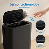 Devanti Automatic Trash Bin with Lid 11L Motion Sensor Kitchen Bin Touchless Garbage Can Modern Black Plastic Slim Rubbish Bin with Liner Holder for Kitchen, Home, Office