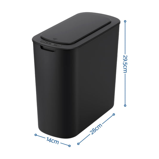 Devanti Automatic Trash Bin 2PCS with Lid 11L Motion Sensor Kitchen Bin Touchless Garbage Can Modern Black Plastic Slim Rubbish Bin with Liner Holder for Kitchen, Home, Office