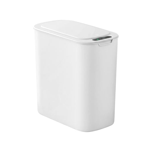 Devanti Automatic Trash Bin with Lid 11L Motion Sensor Kitchen Bin Touchless Garbage Can Modern White Plastic Slim Rubbish Bin with Liner Holder for Kitchen, Home, Office
