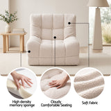 Artiss Single Boneless Sofa & Round End Table Set White