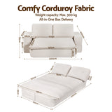 Artiss Convertible Folding Sofa Bed 30D High-Density Foam Boneless Couch with Corduroy Sleeper Couch Lounger for Living Room Beign