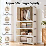 Artiss Foldable Storage Cabinet Stackable Box Wardrobe Clear Magnetic Door White