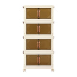 Artiss 4-Tier Foldable Storage Cabinet Stackable Box Clear Magnetic Door White