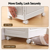 Artiss Foldable Storage Cabinet Stackable Box Flip-Top Rolling Organiser White