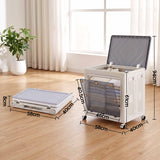 Artiss Foldable Storage Cabinet Stackable Box 2 Doors Rolling Organiser White