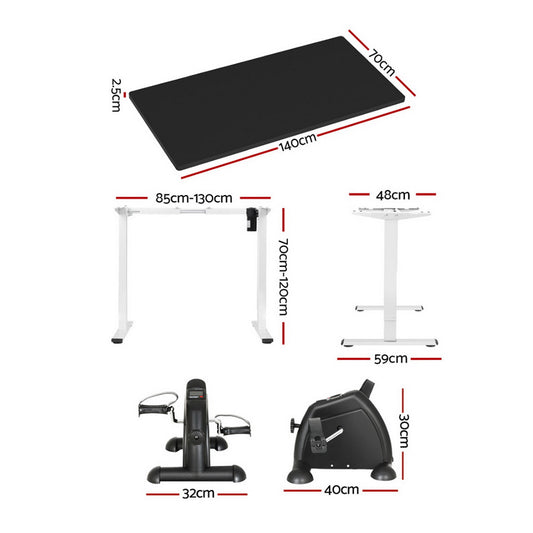 140cm Artiss Electric Standing Desk with Mini Pedal Exercise Bike Home Office