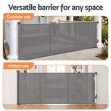 Keezi Retractable Gate Baby Gate Pet Safety Fence Extends up to 400cm Grey