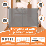 Keezi Retractable Gate Baby Gate Pet Safety Fence Extends up to 400cm Grey
