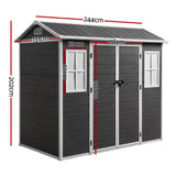 Giantz Garden Shed Resin Outdoor Storage Box 2.44x1.31M Tool Shed Backyard Black