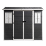 Giantz Garden Shed Resin Outdoor Storage Box 2.44x1.31M Tool Shed Backyard Black