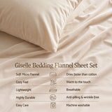 Giselle Single Sheet Set 150 GSM Anti-pilling Micro Flannel, Fast Drying Lightweight 4 Piece, 40CM Deep Pocket Fits Thick Mattress, Cream White