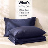 Giselle King 500TC Cotton 4Pcs Sheet Set with 40cm Extra Deep Pocket for Thick Mattresses Sateen Weave for Sweaty Nights Navy Blue