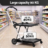 Artiss Shopping Trolley with Wheels 2 Layer w/1 Crate Foldable Trolley Grey