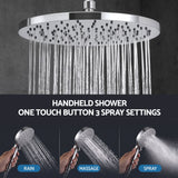 Cefito High-Pressure Shower Heads with Anti-burst 1.5m Hose & 304 S.S Rail, Ideal for Bathroom Upgrades and Pet Washing, 10 Inch Rain & 3-Function Combo