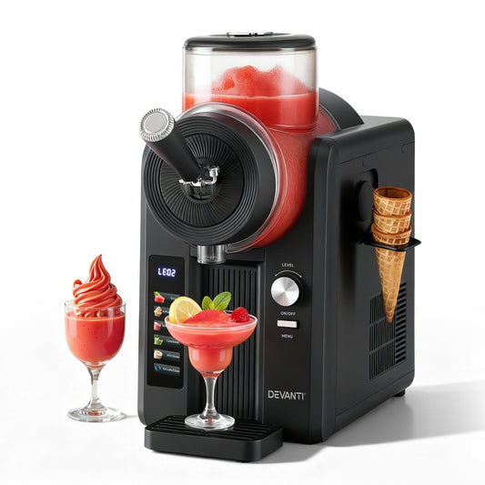 Devanti 2L Slushie Machine Ice Cream Maker Frozen Smoothies Milkshakes Black