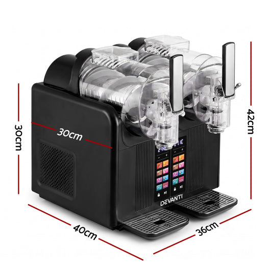 Devanti Slushie Machine 4L Dual Tanks Frozen Drink Ice Cream Maker