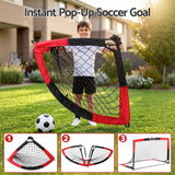 Everfit Pop Up Soccer Goal Nets Heavy Duty Portable Kids Training Set 2 Pcs Red