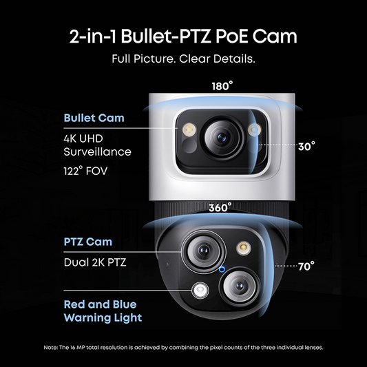 eufy S4 NVR POE 24/7 Security System - 2 x PTZ + 2 x Turret Cameras