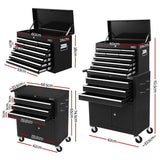 Giantz 13 Drawer Tool Box Cabinet Chest Toolbox Storage Garage Organiser Black