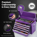 Giantz 9-Drawer Tool Cabinet Chest Toolbox Heavy Duty Garage Storage Organiser Purple
